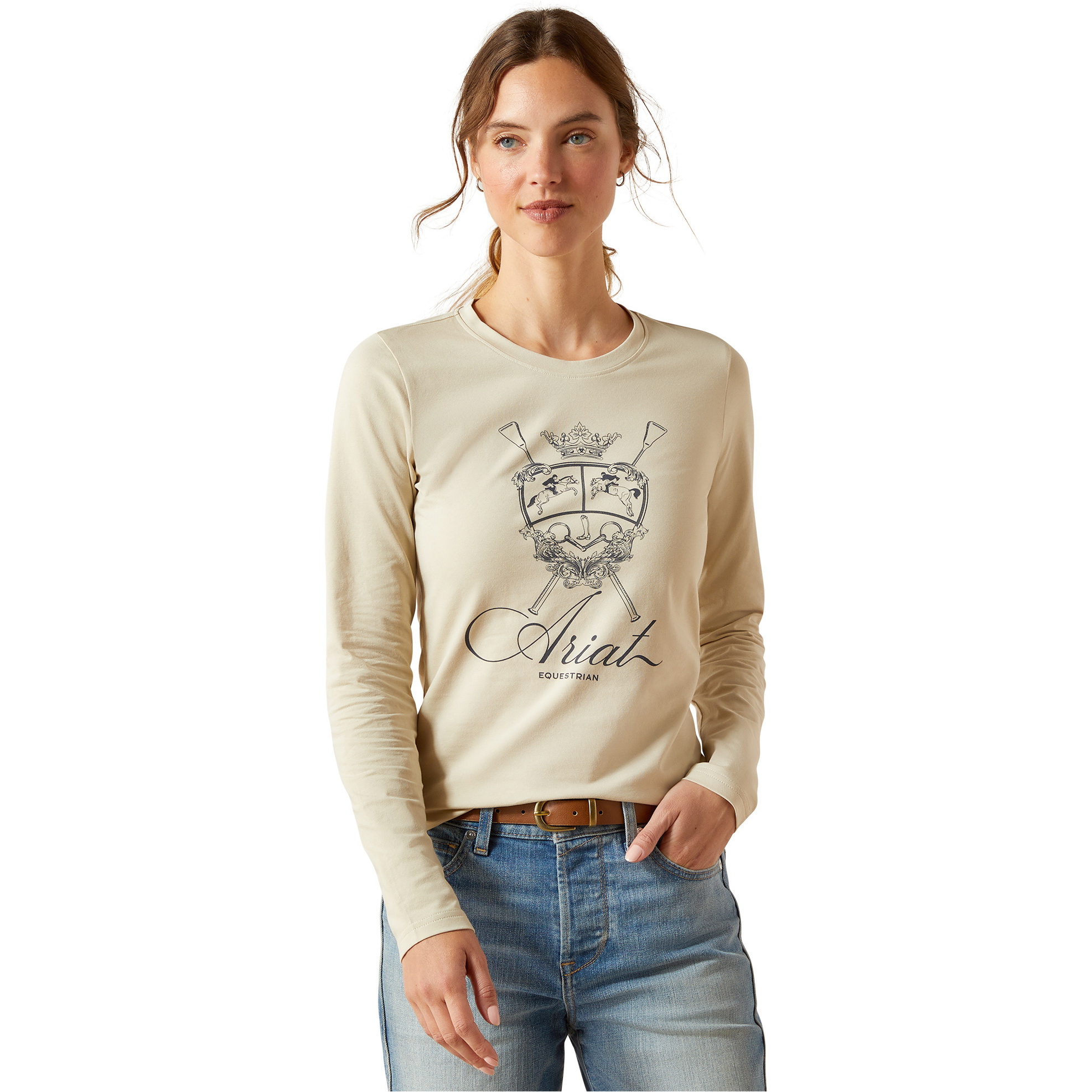 2025 Ariat Womens Ritzy Logo T-Shirt 10062570 - Pelican